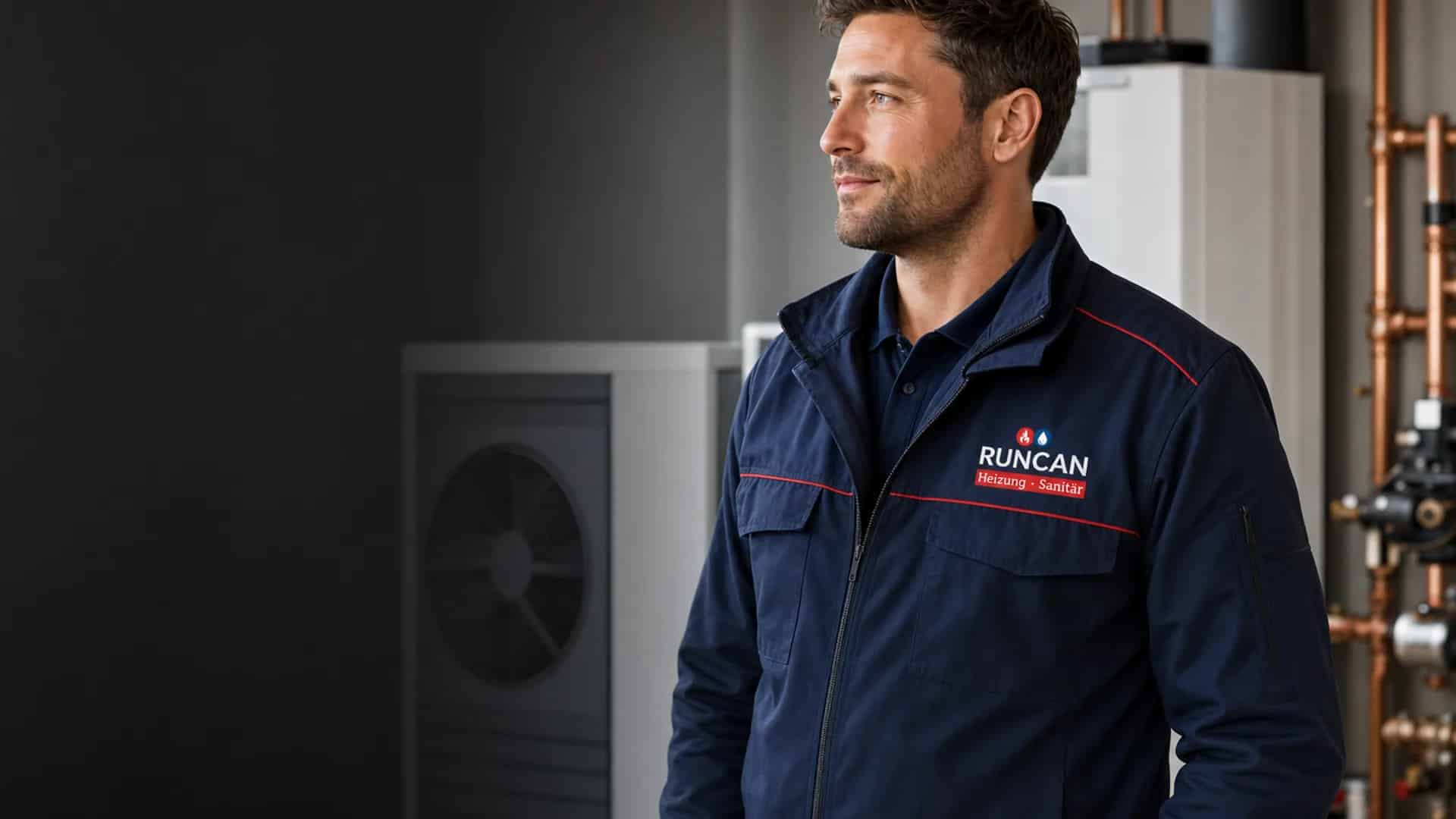 RUNCAN Meister mit Logo auf der Arbeitskleidung — Handwerk mit Haltung